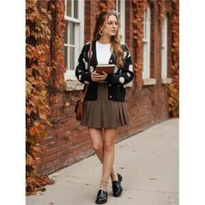Women’s Daisies V-Neck Long Sleeve Open Front Chunky Knit Fall Black Cardigan